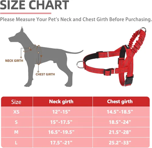 Vista 2 de PUPTECK Arnés sin tirones para perro de tamaño mediano, ajustable con chaleco reflectante para mascotas con asa de bungee, a prueba de escapes y sin