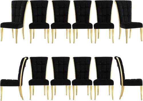 Vista 21 de ACEDÉCOR Sillas de comedor modernas de terciopelo negro y dorado, juego