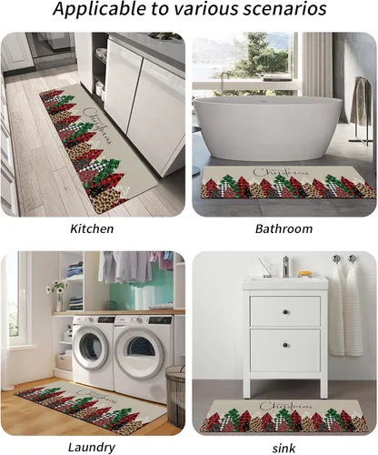 Vista 5 de Tapete de baño de Feliz Navidad, antideslizante, de secado rápido y absorbente, tierra de diatomeas, fregadero, dormitorio, cocina, tapete lavable