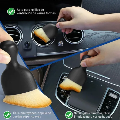 Vista 5 de Fitosy Kit de cepillo de limpieza de polvo para interior de coche, putty de silicona suave para ventilaciones del salpicadero, cepillos de detalle