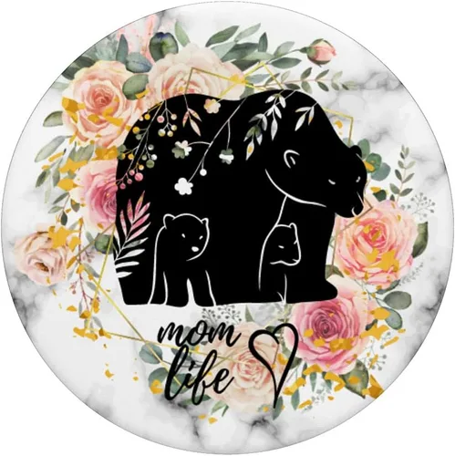 Vista 3 de Mama Bear Of Two Little Ones Rosa Acuarela Floral PopSockets PopSockets intercambiables PopGrip