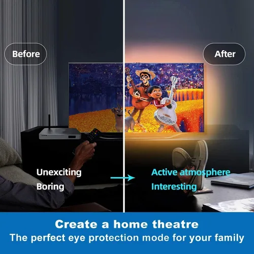 Vista 8 de Tenmiro - Tira de luces LED de 50 pies, tira de luces LED inteligente con sincronización de música, cambio de color, control de aplicación y control