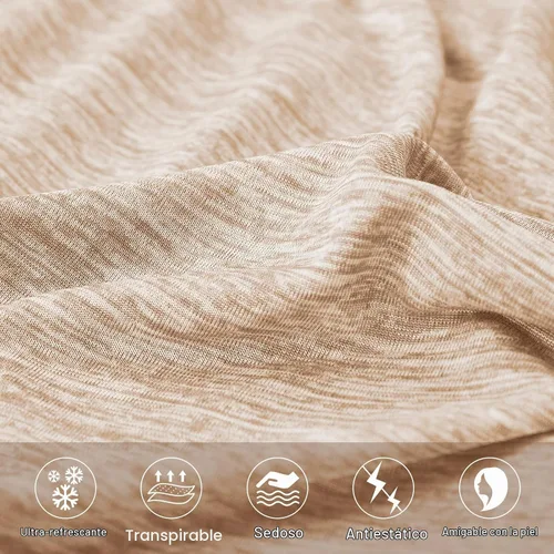 Vista 4 de Elegear Juego de 2 fundas de almohada refrescantes para personas que Beige
