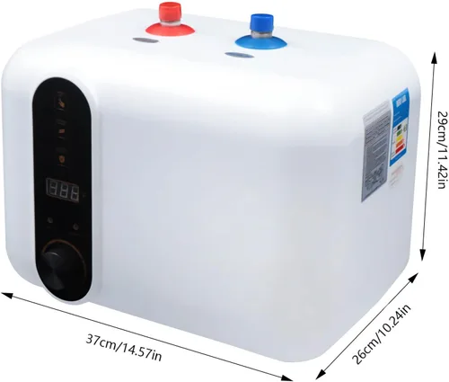 Vista 2 de Calentador de agua instantáneo eléctrico de 110 V 1500 W, calentador de agua de tanque pequeño de 2.6 Gollon con pantalla digital, temperatura