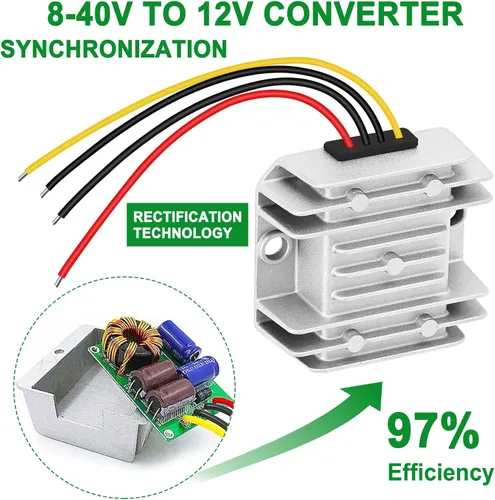 Vista 3 de EAGWELL Convertidor DC 8-40v a 12v 3A 36W reductor de voltaje reductor de voltaje IP68 transformador impermeable para carrito de golf, camión