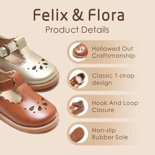 Vista 4 de Felix & Flora - Zapatos planos de vestir estilo Mary Jane para niña pequeña, zapatillas de ballet para niña, zapatos para fiestas y escuela