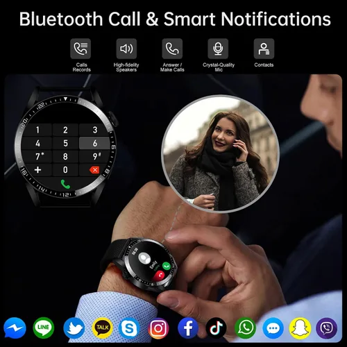 Vista 2 de Reloj inteligente para hombre (llamada/respuesta de llamada), reloj de seguimiento de actividad física con monitor de sueño de frecuencia cardíaca