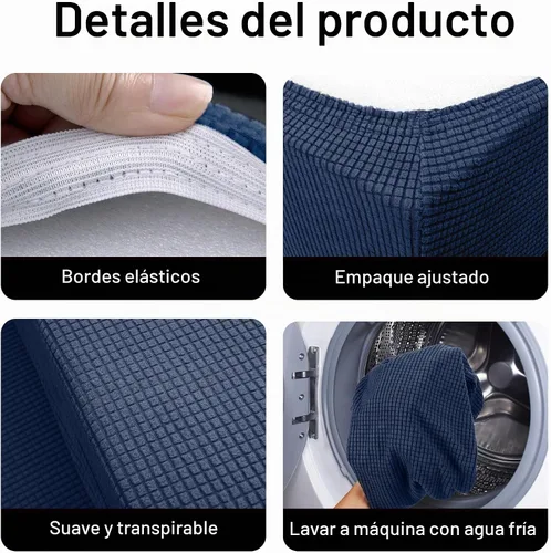 Vista 3 de Cojines de comedor para caravana, fundas elásticas para asiento de sofá Azul