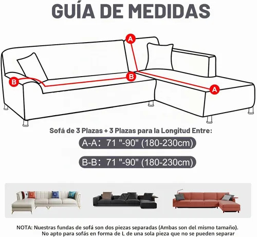 Vista 5 de LA MEACK Fundas para sofá modular, 2 piezas, suave, en forma de L, súper elástica, tipo L, con 2 fundas de almohada, funda de sofá de 3 plazas +