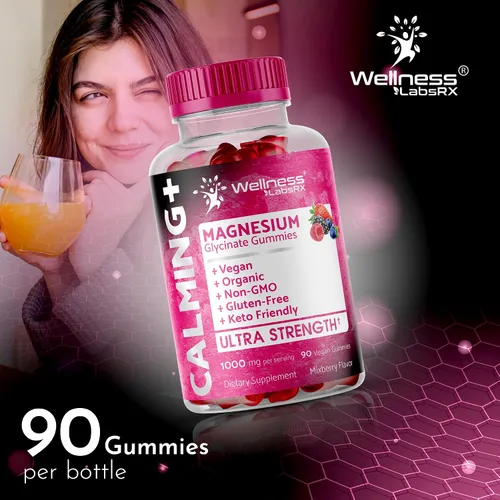 Vista 9 de Gomitas de glicinato de magnesio, 1000 mg - Suplemento de magnesio para apoyar la relajación, la salud del corazón - Gomitas de magnesio calmadas