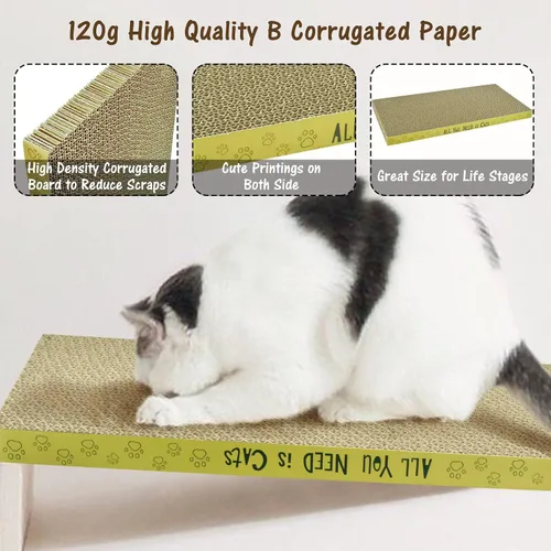 Vista 3 de AccEncyc Almohadillas Rascadoras de Cartón para Gatos Tablero Rascador para Gatos de Interior 16.5x8.3x1 Pulgadas Rascador Corrugado de Doble Cara