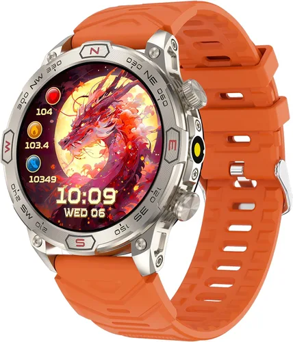 Vista 8 de Reloj inteligente para exteriores, responder llamadas, notificación de mensajes, reloj inteligente militar, compatible con iPhone, Android, linterna