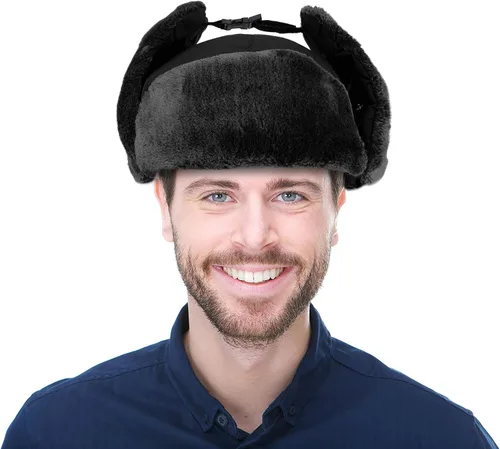 Vista 3 de Gorro trampero de piel sintética Ushanka con máscara facial resistente al viento