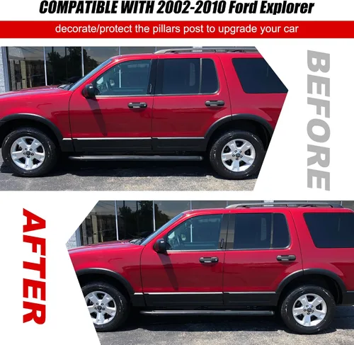 Vista 6 de BASIKER Compatible con Ford Explorer 2002 a 2010 Kit de moldura de poste de pilar con teclado/sin teclado, cubierta de pilar B de ventana de puerta