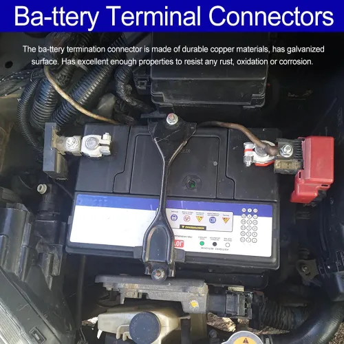 Vista 5 de 2 conectores de terminal de batería, terminales de batería de automóvil, terminal de cable de batería positivo y negativo con cubiertas de plástico