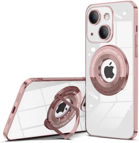 Vista 12 de QLTYPRI Funda magnética transparente para iPhone 15 compatible con MagSafe, soporte de anillo invisible, protección completa para lente de cámara
