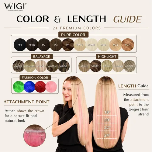 Vista 5 de WIGI 3 clips de cabello humano con reflejos, champán de 24 pulgadas #18A/60 Champaign Highlight