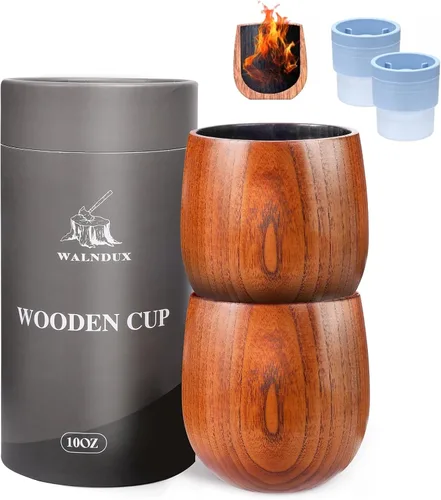 Vista 10 de Juego de tazas de whisky, regalos de bourbon para hombres, taza de madera acabada a la antigua, gran regalo de taza para hombres, papá o hermano