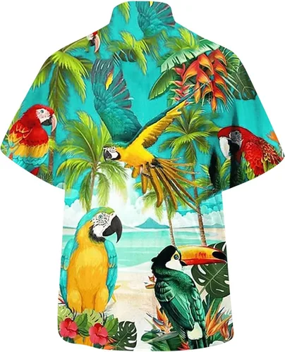 Vista 2 de Men's SpringSummer Fashion Casual Sports Party Beach Loose Print Short Big and Tall Long Sleeve T Shirts for Men