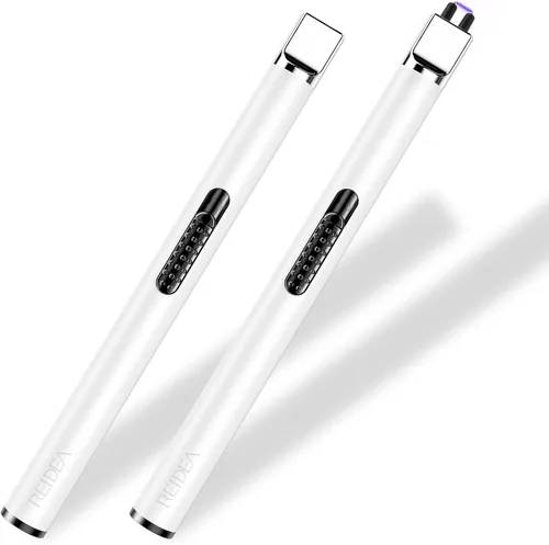 Vista 18 de REIDEA Encendedor electrónico de velas de arco, resistente al viento, sin llama, recargable por USB, con botón de seguridad para el hogar