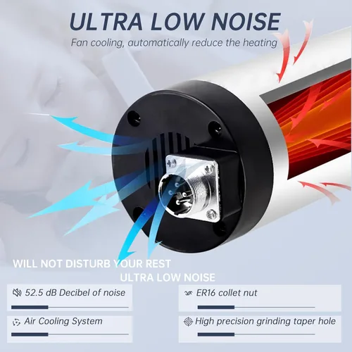 Vista 7 de RATTMMOTOR Motor de husillo CNC de 1500 W 3.150 in de diámetro 1.5KW 110V Motor de husillo refrigerado por aire ER16 Collet 15A 400HZ 24000RPM