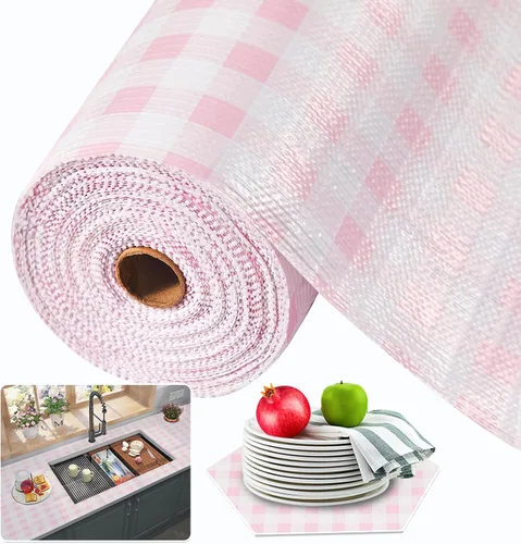 Vista 10 de Beautysaid Revestimiento de estante y cajón para armario de cocina, papel antideslizante no adhesivo, impermeable, lavable, grueso para tocador