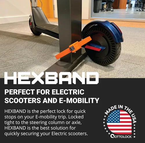 Vista 2 de OTTOLOCK HEXBAND Candado de bicicleta ligero, extra resistente, combinación de acero y kevlar, ideal para ciclismo, movilidad eléctrica y equipo al