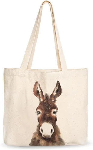 Vista 9 de Bolsa de lona, diseño animal, refuerzo resistente, 100% algodón natural, para compras, comestibles, computadora portátil., XL, Bolso grande de lona