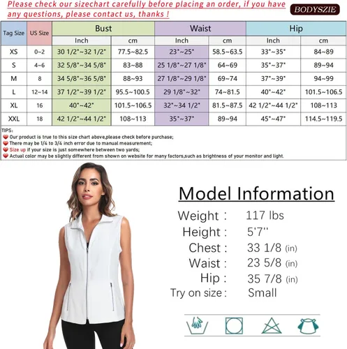 Vista 4 de MISS MOLY Chalecos para mujer, estilo casual, ligero, con cremallera completa, chaleco militar sin mangas, para golf, con bolsillos