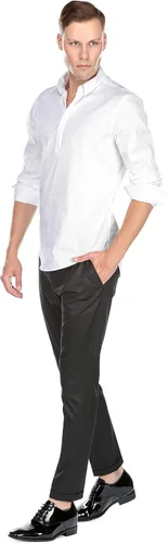 Vista 6 de TOTO Zapatos de ascensor invisibles para hombre - Oxford formal con cordones de charol negro - 3 pulgadas más alto - H6532B