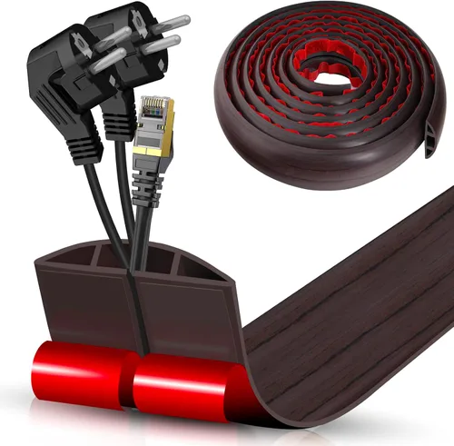 Vista 107 de Cubierta autoadhesiva para cables de suelo, gestión de cables de 3.3 pies, protector de tira de extensión para cables, evita tropiezos de cables