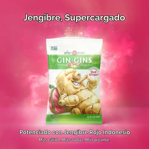 Vista 4 de GIN GINS Boost Red Magic Ginger Chews Soporte digestivo de 2 libras, 1 paquete