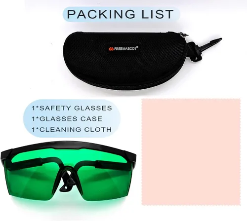Vista 7 de FreeMascot Gafas de seguridad láser UV y rojas para 405 nm, 445 nm, 650 nm y luz láser infrarroja para depilación, protección ocular con montura