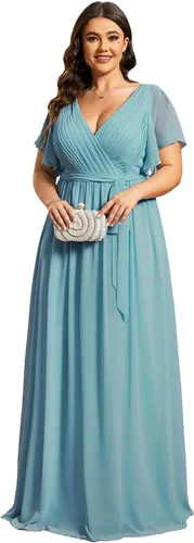 Vista 23 de Ever-Pretty Plus Vestidos de dama de honor formales de gasa para mujer Negro