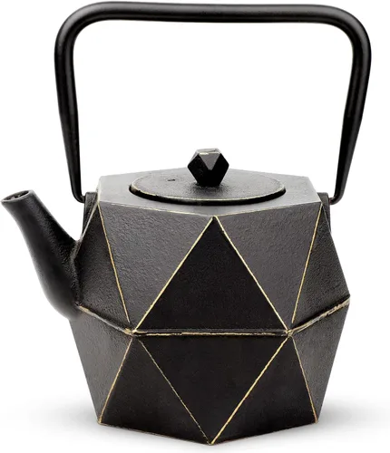 Vista 13 de Toptier Tetera con Infusor Extraíble, Hervidor de Té de Hierro Fundido Apto para Estufa, Diseño Cilíndrico de Geometría Sólida, Tetera Recubierta