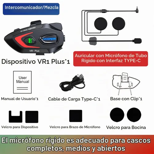 Vista 9 de VCOROS Auriculares para casco de motocicleta, intercomunicador de casco