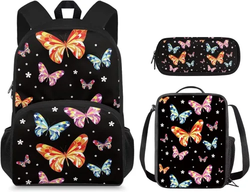 Vista 12 de Mochila 3D Otter para niños de 9 a 11 años, bonita mochila para niñas para la escuela, mochila elegante para niños con lonchera y bolsa