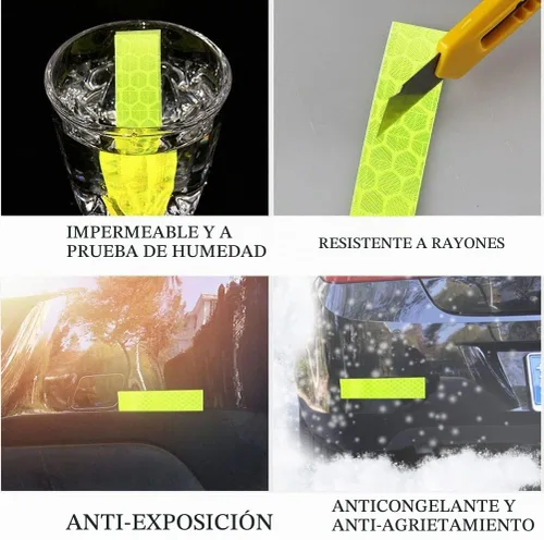 Vista 8 de 8 rollos de cinta reflectante de alta visibilidad de 8 colores, calcomanías de seguridad autoadhesivas impermeables para visibilidad nocturna al