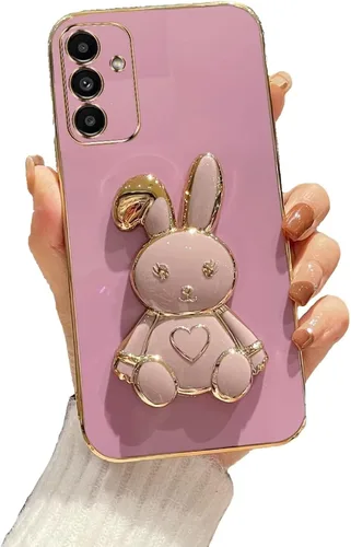 Vista 30 de Funda con soporte de conejo de corazón para Samsung Galaxy A10, cubierta protectora de TPU suave galvanizada a prueba de golpes con bonito soporte
