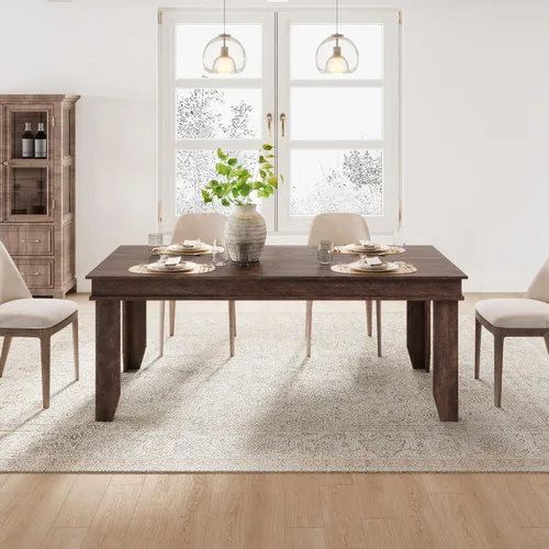 Vista 16 de GarveeHome Farmhouse - Mesa de comedor para 4-6 personas, mesas de cocina de 63 pulgadas de largo