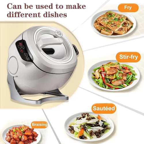 Vista 7 de Procesador de alimentos comercial de 1000 W y cocina automática, olla de acero inoxidable de 6 L con rotación de 360° y calentamiento 3D, 3 modos