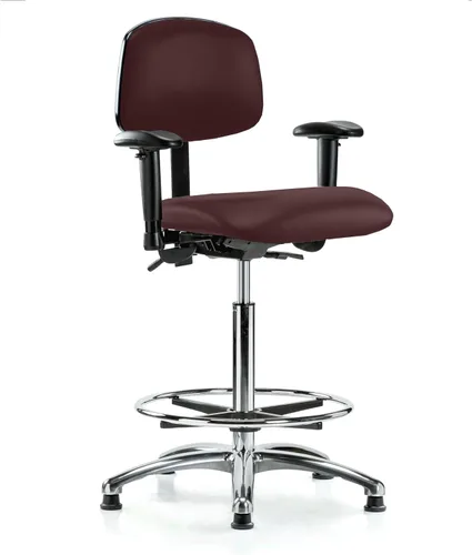 Vista 64 de PERCH - Silla giratoria con ruedas para alfombra o linóleo, cromado, Textil, Tela negra