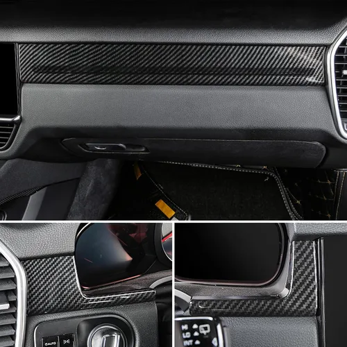 Vista 4 de Adhesivo para panel de tablero de consola central de automóvil para Porsche Cayenne 2018 2019 2020 2021 (grano de carbono)