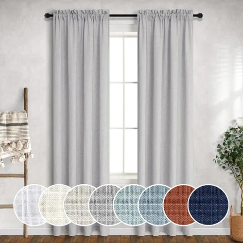Vista 75 de Mrs.Naturall - Cortinas transparentes con bolsillo para barra de 36x63 pulgadas de lino mezclado negro