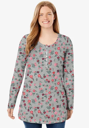 Vista 3 de Woman Within Camiseta Henley de manga larga perfecta para mujer, talla grande
