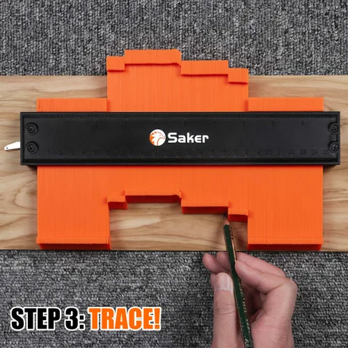 Vista 5 de Saker Medidor de contorno, duplicación, bloqueo ajustable, copia con precisión forma irregular, trazado de carpintería irregular, herramienta