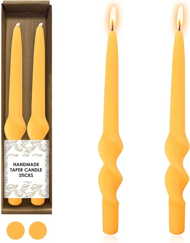 Vista 48 de Candelabros en espiral verde y velas cónicas verdes - Gedengni 7.5 pulgadas Velas cónicas cortas y encantadoras con diseño retorcido, velas sin