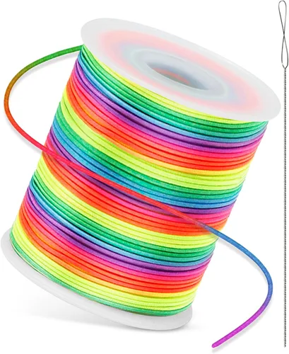 Vista 8 de FIVEIZERO 2 Rollos de Cuerda Elástica Negra para Pulseras Total 330 Pies, Cordón Elástico de 1mm, 1.2mm, 1.5mm para Enhebrar con Aguja