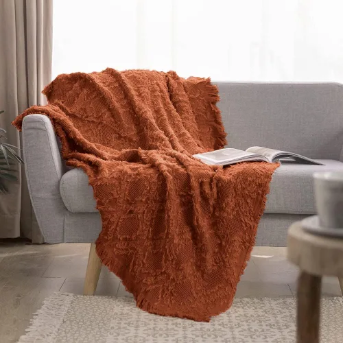 Vista 14 de Simple&Opulence Manta de 100 % algodón para cama, sofá, manta tejida geométrica bohemia con borlas, suave, ligera, transpirable, decoración de Marrón