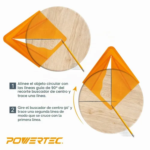 Vista 3 de POWERTEC Herramienta Buscadora de Centro de Plástico para Cuadrado de 8 pulgadas, Redondo, Octágono y Hexágono de 5-3/4 pulgadas, Herramientas